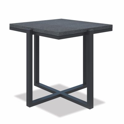 Sunset West Bazaar 22-Inch Square Aluminum Patio End Table W/ Polished Granite Top – Graphite