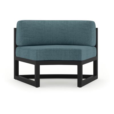 Misty Cove Aluminum Curve Seat 2 Piece in Black W/ Cast Lagoon Cushions By Lakeview