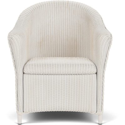 Reflections Wicker Dining Arm Chair in Antique White By Lloyd Flanders