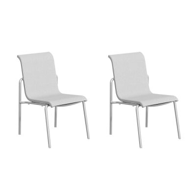 Orso 2 Pc Soft Sling & Aluminum Dining Side Chair in Flint/Fog By Oxford Garden