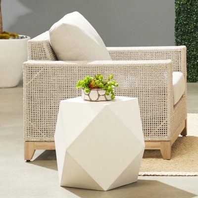 Facet Ivory Concrete Accent Table By Lakeview