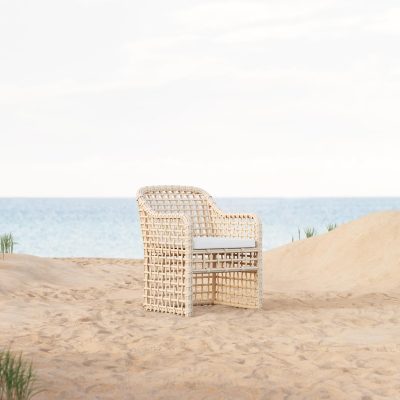 Kiawah Wicker Dining Chair in Almond/Cloud By Azzurro Living