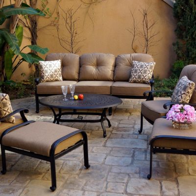 Elisabeth 6 Piece Cast Aluminum Patio Conversation Set W/ Sofa By Darlee