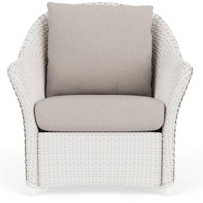 Weekend Retreat Wicker Club Chair in White/Remy Cloud By Lloyd Flanders