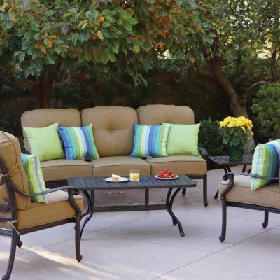 Darlee Santa Monica 5 Piece Cast Aluminum Patio Conversation Seating Set