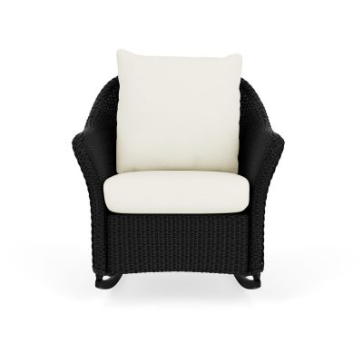 Weekend Retreat Wicker Rocking Chair in Ebony/Sailcloth Salt By Lloyd Flanders