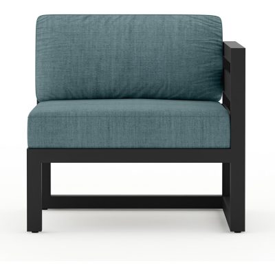 Misty Cove Aluminum Right Arm Section in Black W/ Cast Lagoon Cushions By Lakeview