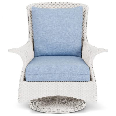 Mandalay Wicker Swivel Rockers Club Chair in White/Demo Skyway By Lloyd Flanders