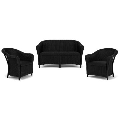 Reflections 3 Pc Wicker Seating Set in Ebony By Lloyd Flanders