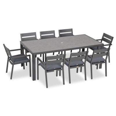 Calm Bay 9 Pc Rectangular Dining Set in Slate/Canvas Charcoal by Lakeview