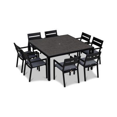 Calm Bay 9 Pc Square Dining Set in Black/Canvas Charcoal by Lakeview