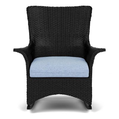 Mandalay Wicker Rocking Chair w/ Cushions in Ebony/Demo Skyway By Lloyd Flanders