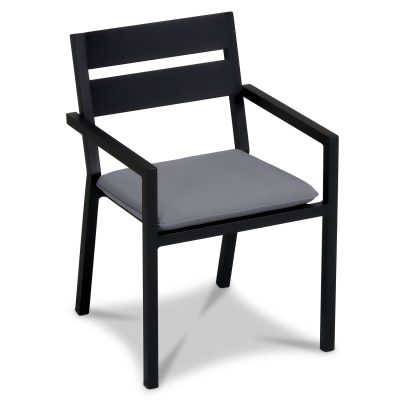 Calm Bay Dining Arm Chair in Black/Canvas Charcoal by Lakeview