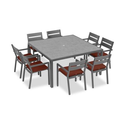 Calm Bay 9 Pc Square Dining Set in Slate/Canvas Henna by Lakeview