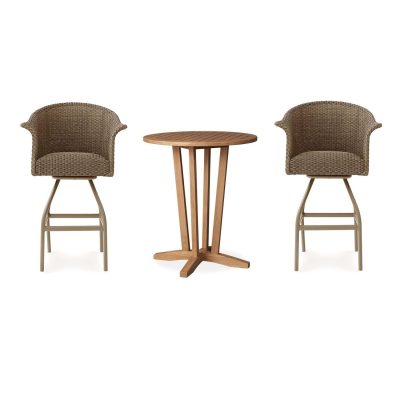 Timeless View 3 Pc Wicker Bar Set W/Bar Stools in Fawn By Lakeview