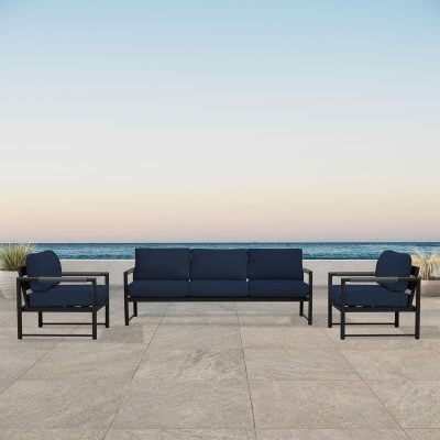 Lakeview Avenue Bay Black/Carbon 3 Pc Sofa Club Chair Set – Spectrum Indigo