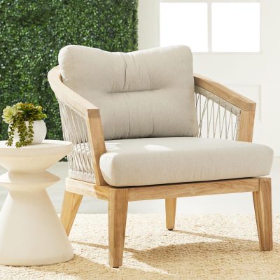 Heritage Way Woven Rope Club Chair in Taupe & White By Lakeview