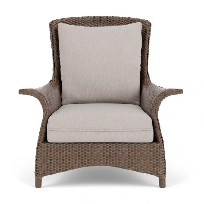 Mandalay Wicker Club Chair in Bark/Remy Cloud By Lloyd Flanders