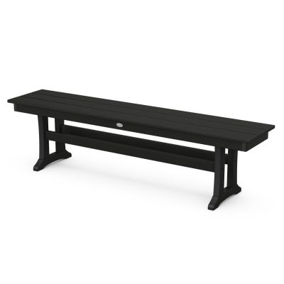 POLYWOOD Farmhouse Trestle 65-Inch Bench – Black