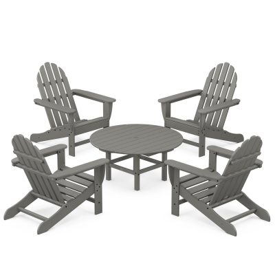 POLYWOOD Classic Adirondack 5-Piece Conversation Set – Slate Grey