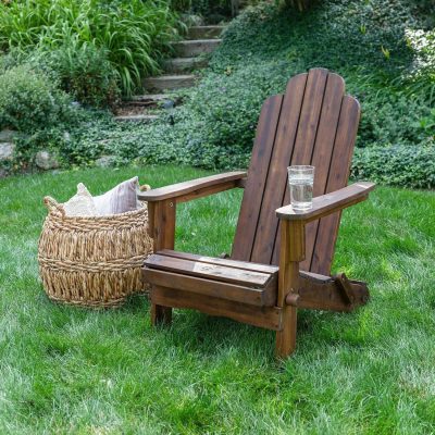 Ultimate Patio Folding Acacia Patio Adirondack Chair – Dark Brown