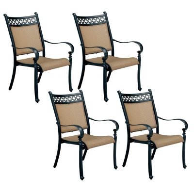 Mountain View 4 Piece Cast Aluminum Sling Patio Dining Arm Chair Set By Darlee