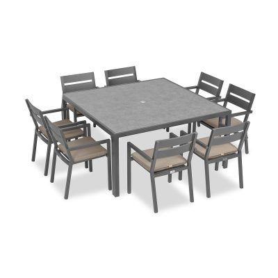 Calm Bay 9 Pc Square Dining Set in Slate/Heather Beige by Lakeview