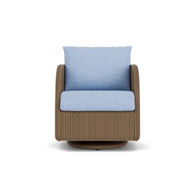 Essence Wicker Club Chair w/ Swivel Gliders in Fawn/Demo Skyway By Lloyd Flanders