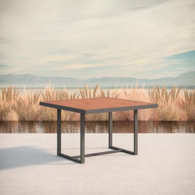 Pavia 48 Inch Charcoal Aluminum Dining Table W/ Umber Dekton Top By Azzurro Living