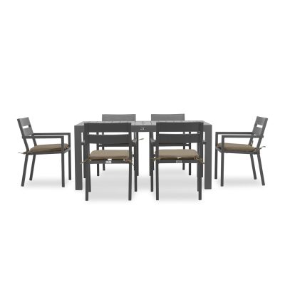 Calm Bay Classic 7 Pc Rectangular Dining Set in Slate/Heather Beige by Lakeview