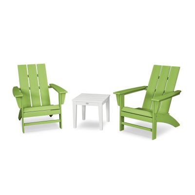 POLYWOOD Modern 3-Piece Adirondack Set – Lime / White