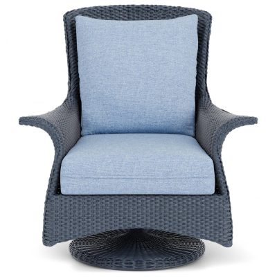 Mandalay Wicker Swivel Rockers Club Chair in Denim Blue/Demo Skyway By Lloyd Flanders