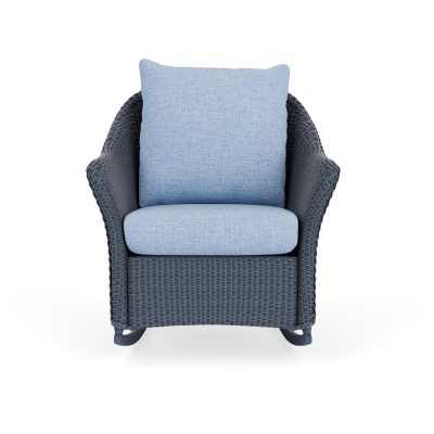 Weekend Retreat Wicker Rocking Chair in Denim Blue/Demo Skyway By Lloyd Flanders