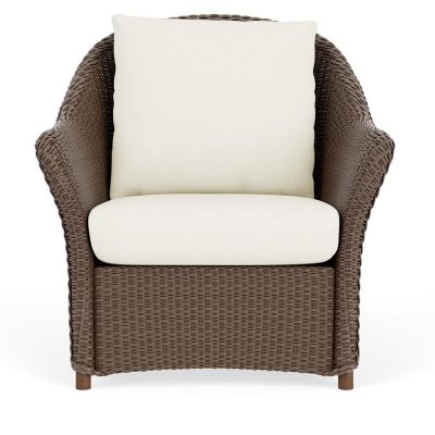 Weekend Retreat Wicker Club Chair in Bark/Sailcloth Salt By Lloyd Flanders