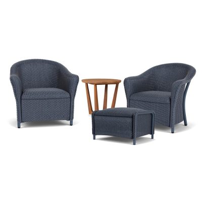 Reflections 4 Pc Wicker Seating Set in Denim Blue By Lloyd Flanders