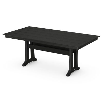 POLYWOOD 37 X 72-Inch Farmhouse Trestle Dining Table – Black