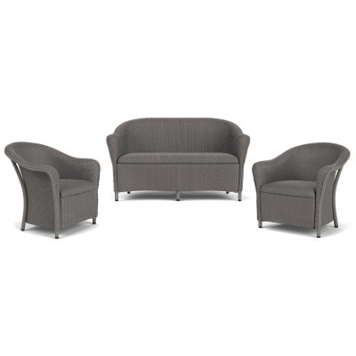 Reflections 3 Pc Wicker Seating Set in Pewter By Lloyd Flanders