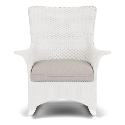 Mandalay Wicker Rocking Chair w/ Cushions in White/Remy Cloud By Lloyd Flanders