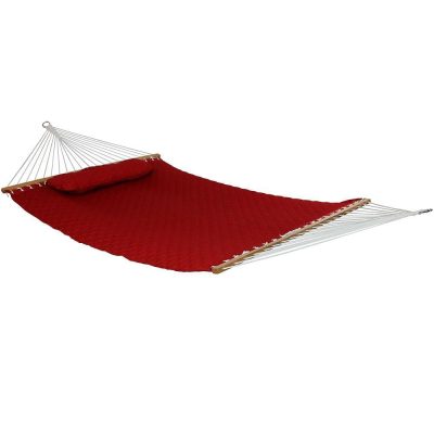 Ultimate Patio Quilted Double Hammock w/ Pillow – Red