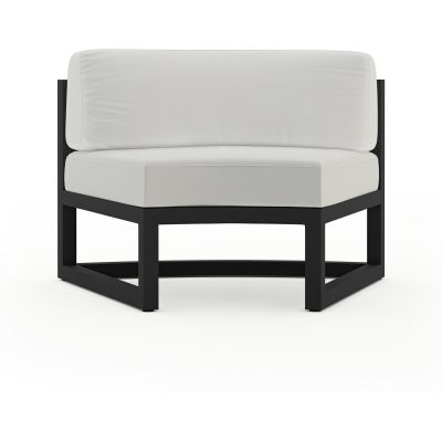 Misty Cove Aluminum Curve Seat 2 Piece in Black W/ Canvas Natural Cushions By Lakeview