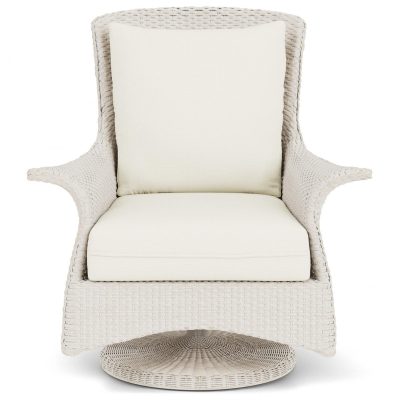 Mandalay Wicker Swivel Rockers Club Chair in Antique White/Sailcloth Salt By Lloyd Flanders