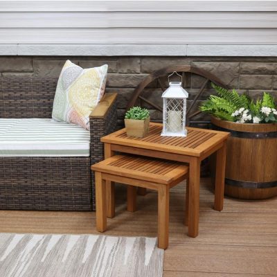 Ultimate Patio Meranti Wood Outdoor Nesting Side Tables