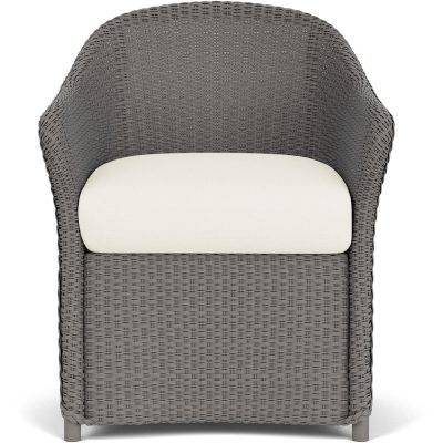 Weekend Retreat Wicker Dining Arm Chair in Pewter/Sailcloth Salt By Lloyd Flanders