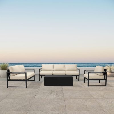 Lakeview Avenue Bay Black/Carbon 4 Pc Sofa Loveseat Set – Canvas Flax –