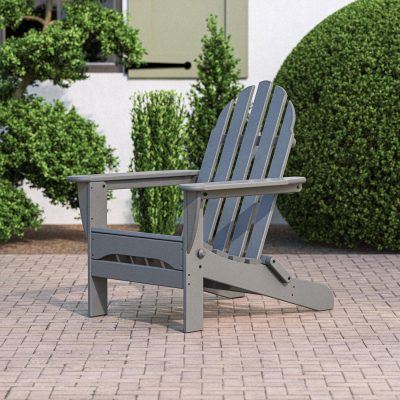 POLYWOOD Classic Folding Adirondack Chair – Slate Grey