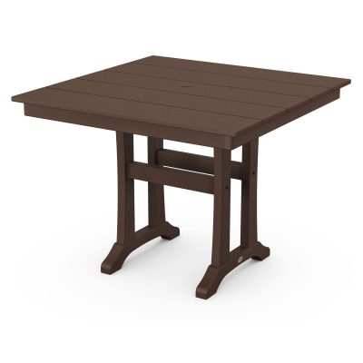 POLYWOOD 37-Inch Farmhouse Trestle Dining Table – Mahogany