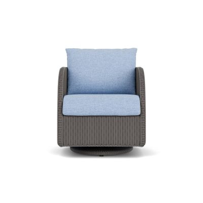 Essence Wicker Club Chair w/ Swivel Gliders in Pewter/Demo Skyway By Lloyd Flanders