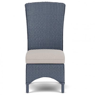 Mandalay Wicker Dining Side Chair in Denim Blue/Remy Cloud By Lloyd Flanders