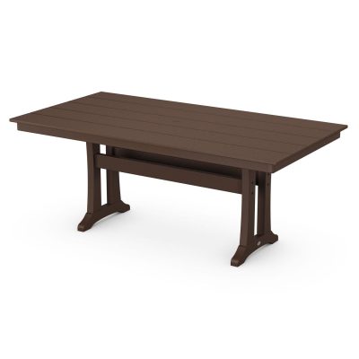 POLYWOOD 37 X 72-Inch Farmhouse Trestle Dining Table – Mahogany