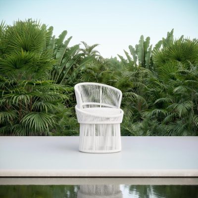 Palma Woven Rope Dining Chair in White/Cloud By Azzurro Living